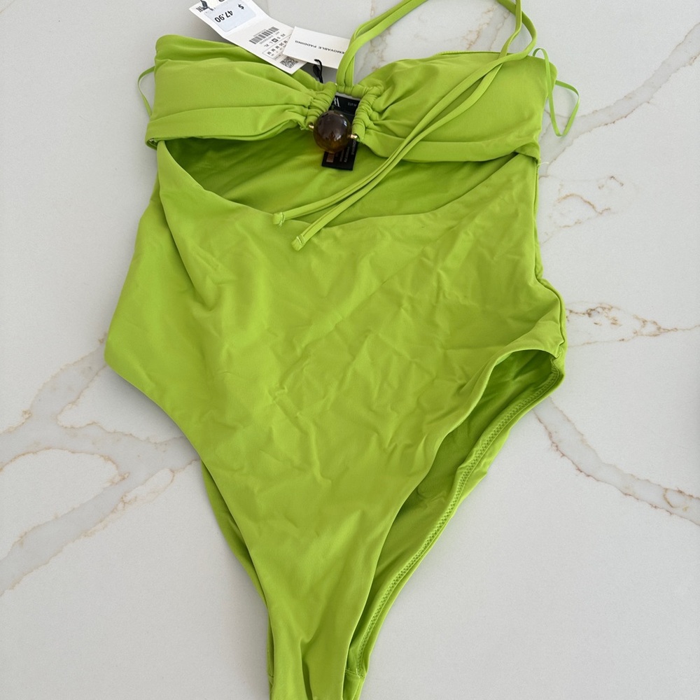 Zara Lime Green One-Piece Swimsuit